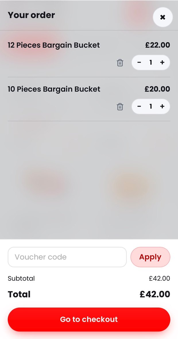 Customer basket with items and voucher code