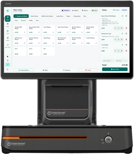 Order taken on the OrderSense® ePOS