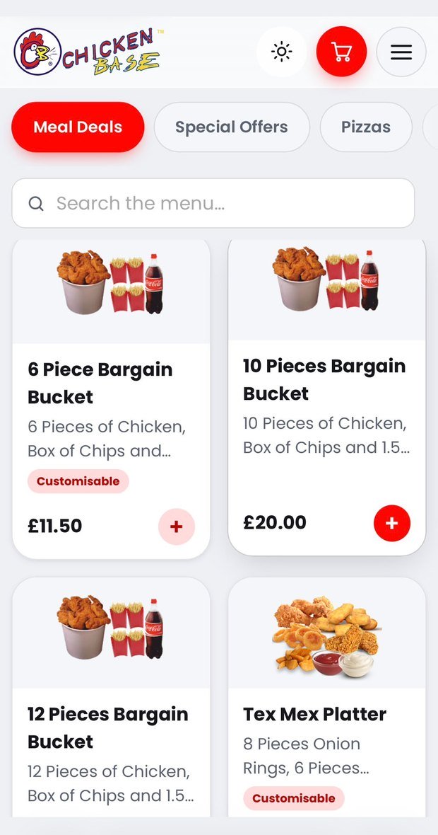Branded ordering menu on the customer's phone